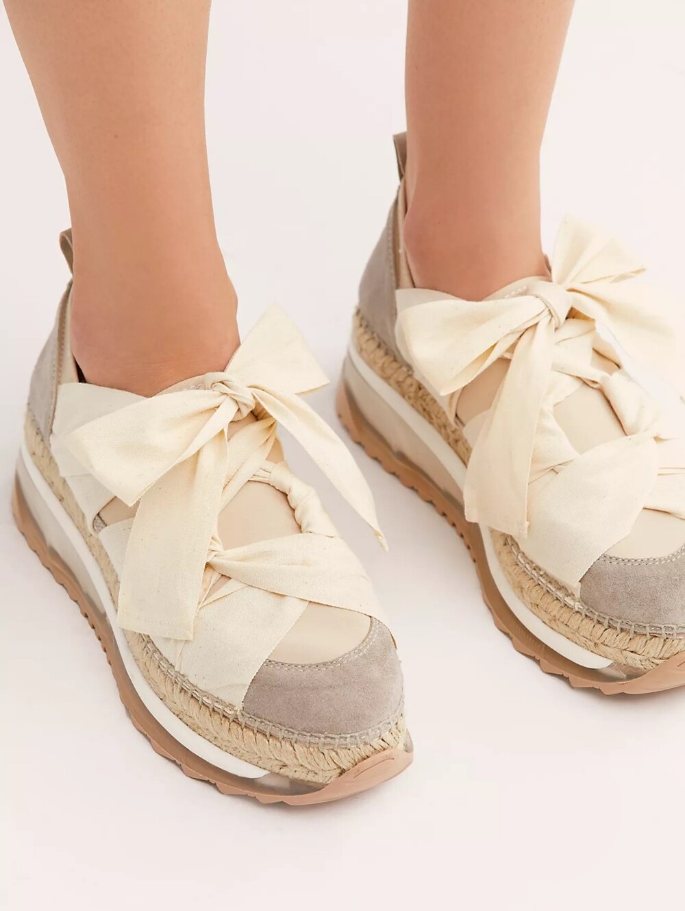 Free People Chapmin Espadrille Sneakers EU 39 Suede Ribbon Platform Boho